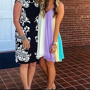 Spaghetti Strap Multicolored Pastel Dress